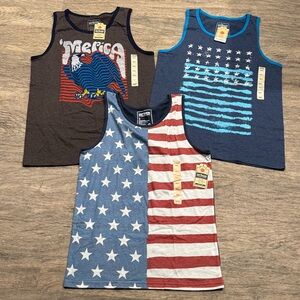 Three Patriotic American USA flag fourth of July Tank Tops - Red, White & Blue